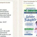Mensagens com ordem para participação em ato de pré-candidatura geram repercussão em Primavera do Leste