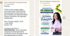 Mensagens com ordem para participação em ato de pré-candidatura geram repercussão em Primavera do Leste
